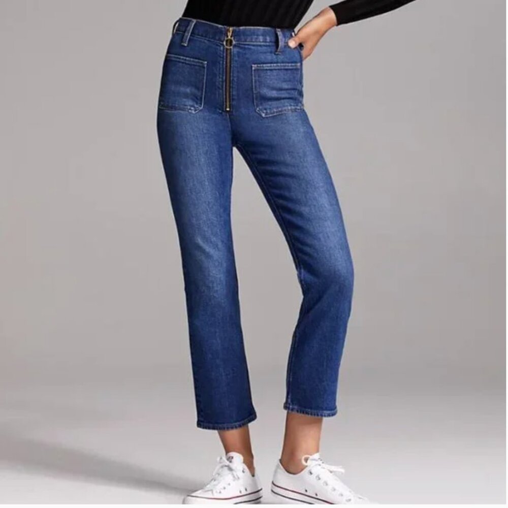 Aritzia Denim Forum The Just Peachy Straight High-waisted Zipper Front Jeans